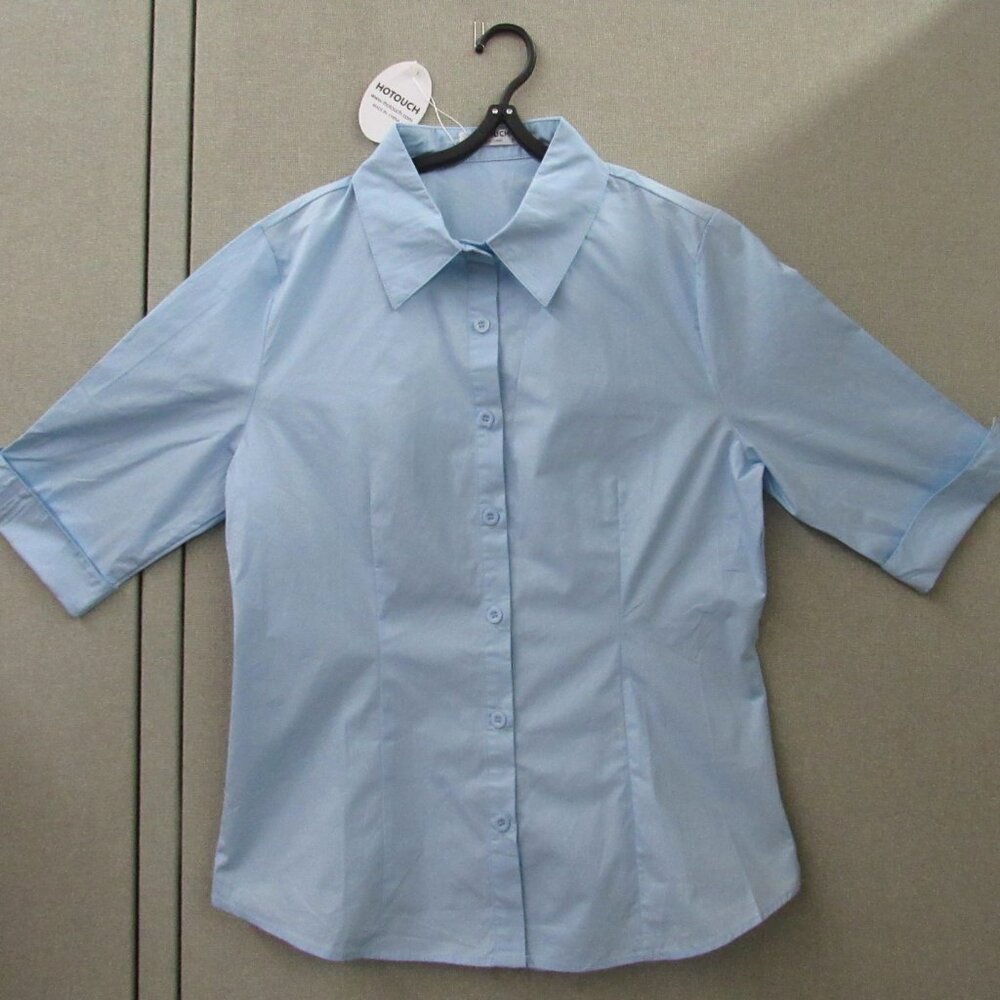 HOTOUCH Womens 3/4 Sleeve Button-Down Dress Shirt Slim Fit